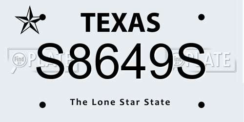 S8649S Texas License Plate