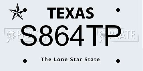 S864TP Texas License Plate