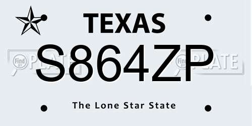 S864ZP Texas License Plate