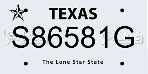 S86581G Texas License Plate