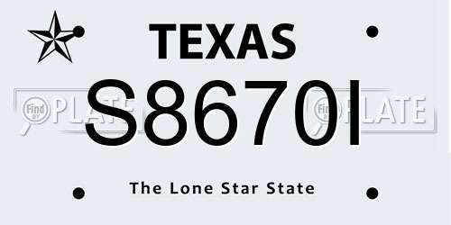 S8670I Texas License Plate