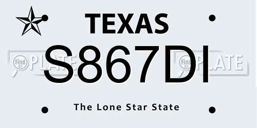 S867DI Texas License Plate