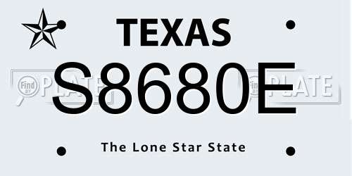 S8680E Texas License Plate