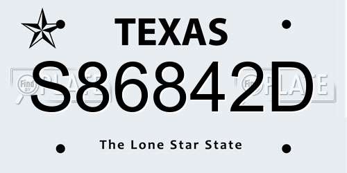 S86842D Texas License Plate