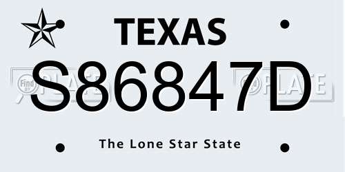 S86847D Texas License Plate