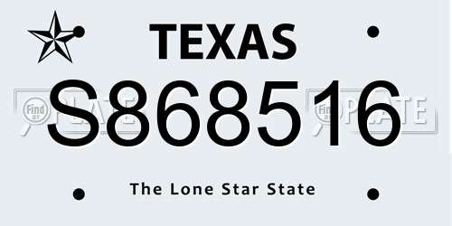 S868516 Texas License Plate