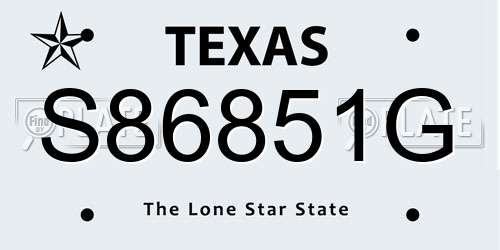 S86851G Texas License Plate