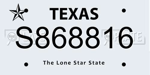 S868816 Texas License Plate