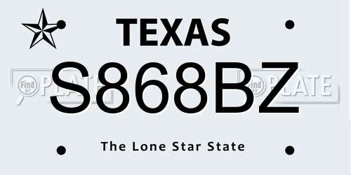 S868BZ Texas License Plate