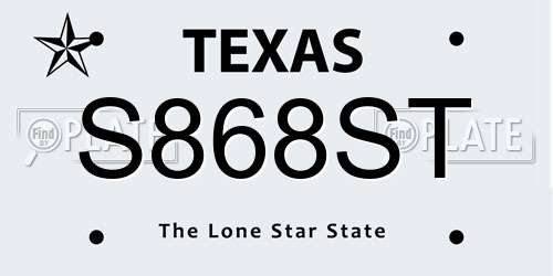 S868ST Texas License Plate