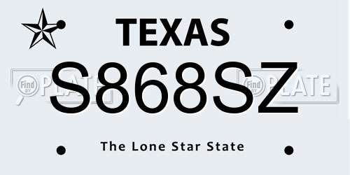 S868SZ Texas License Plate