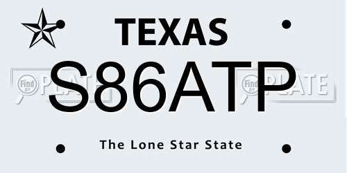 S86ATP Texas License Plate
