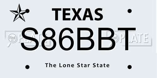 S86BBT Texas License Plate