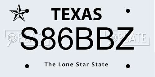 S86BBZ Texas License Plate