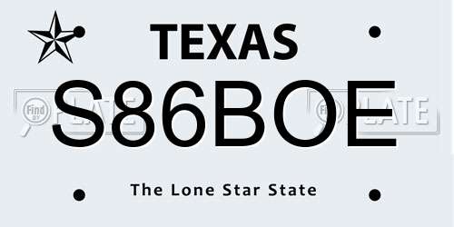 S86BOE Texas License Plate