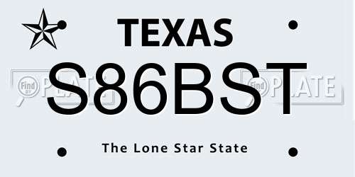 S86BST Texas License Plate