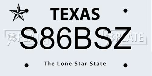 S86BSZ Texas License Plate