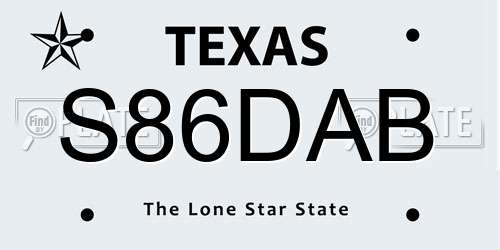 S86DAB Texas License Plate