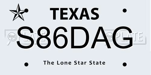 S86DAG Texas License Plate