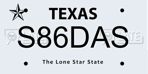 S86DAS Texas License Plate