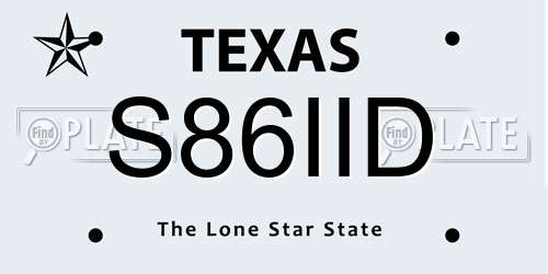S86IID Texas License Plate