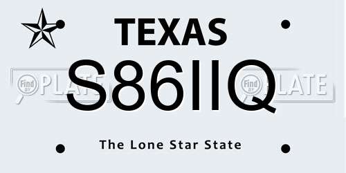 S86IIQ Texas License Plate