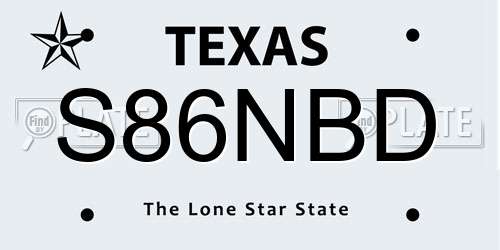 S86NBD Texas License Plate