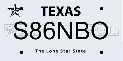 S86NBO Texas License Plate