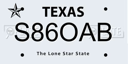 S86OAB Texas License Plate