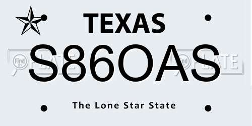 S86OAS Texas License Plate