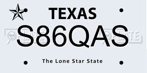 S86QAS Texas License Plate