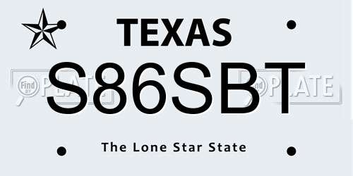 S86SBT Texas License Plate
