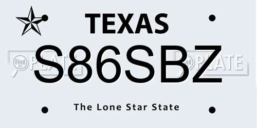 S86SBZ Texas License Plate