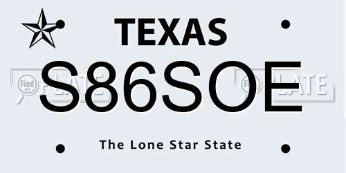 S86SOE Texas License Plate