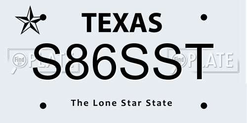 S86SST Texas License Plate