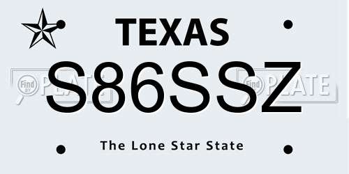 S86SSZ Texas License Plate