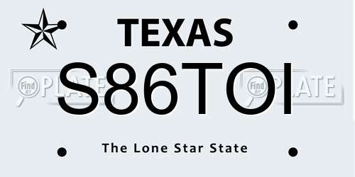 S86TOI Texas License Plate