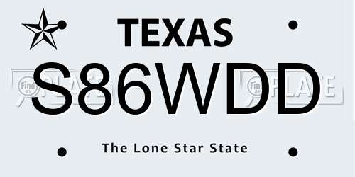S86WDD Texas License Plate