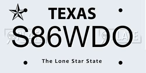 S86WDO Texas License Plate