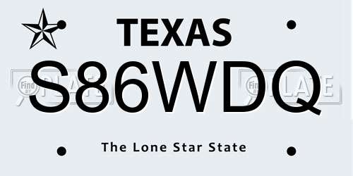 S86WDQ Texas License Plate