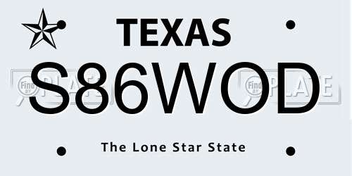 S86WOD Texas License Plate