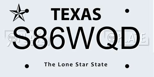 S86WQD Texas License Plate