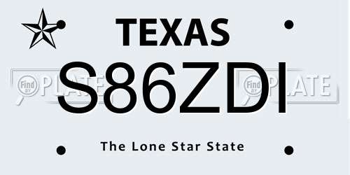 S86ZDI Texas License Plate