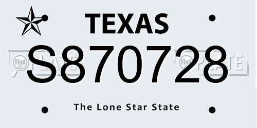 S870728 Texas License Plate