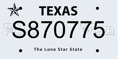 S870775 Texas License Plate