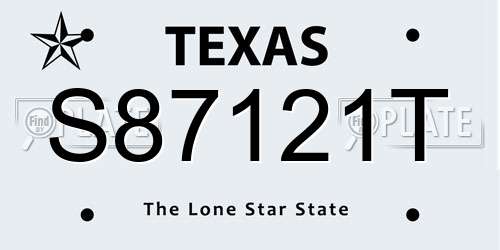 S87121T Texas License Plate