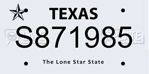 S871985 Texas License Plate