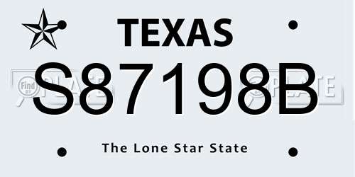S87198B Texas License Plate