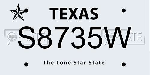 S8735W Texas License Plate