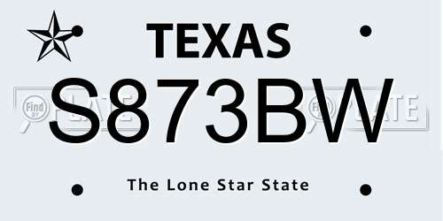 S873BW Texas License Plate